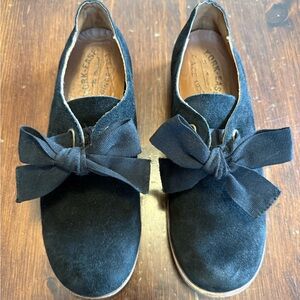 Black Suede Bow Shoes